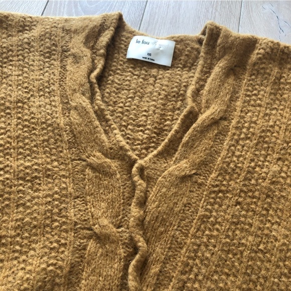 Aritzia Wilfred Le Fou Moreau Alpaca Wool Cable Knit V Neck Sweater Size XXS - Picture 5 of 12